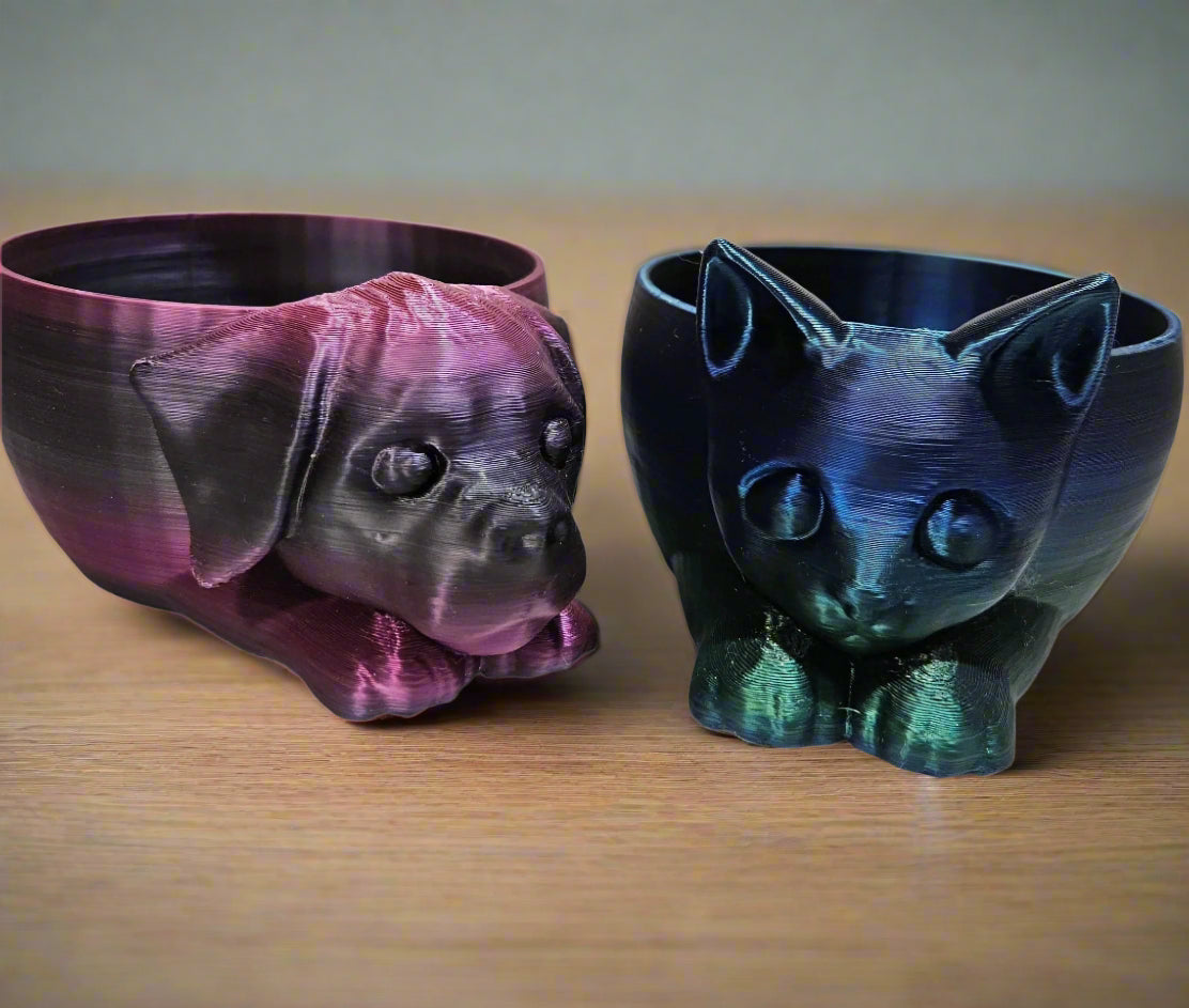 Multi-Color Cat or Dog Face Bowl - Great to hold small items for any room - Can also be used as a Planter or a Fancy Drink Coaster