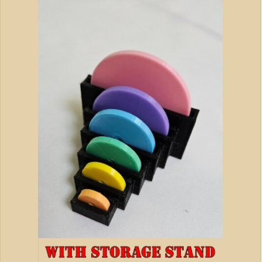 Pastel Multi Color Seam Allowance Disc Set with Storage Stand- 6 Sizes Included 1/4" to 1" - Sewing/Quilting Tool - Seam Marker - 3D Printed