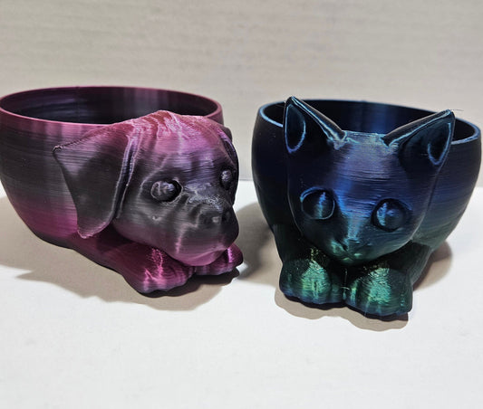 Multi-Color Cat or Dog Face Bowl - Great to hold small items for any room - Can also be used as a Planter or a Fancy Drink Coaster